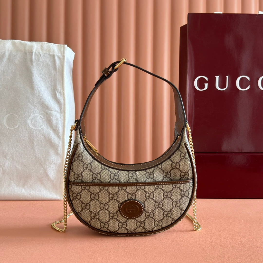 Gucci Supreme Shoulder Bag 22 Brown in Canvas Gold Hardware