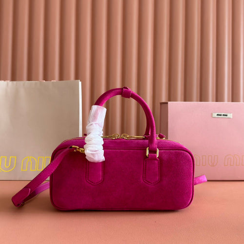 Arcadie Bag 27 in Fuchsia Suede Gold Hardware