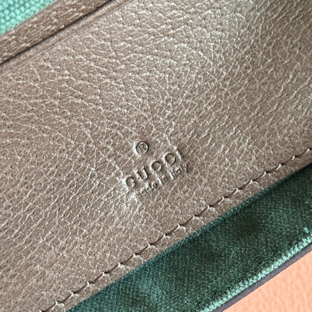 Gucci 25S Ophidia Bag 18 in Beige Canvas and Brown Calfskin Gold Hardware