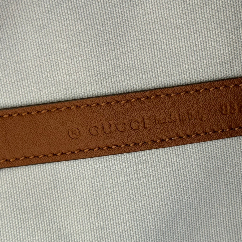 Gucci 25S Totissima Large Tote 22 cm in Blue Denim and Brown Calfskin