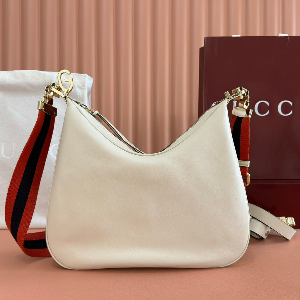 Gucci 25S Attache Shoulder Bag 35 cm in Cream White Calfskin