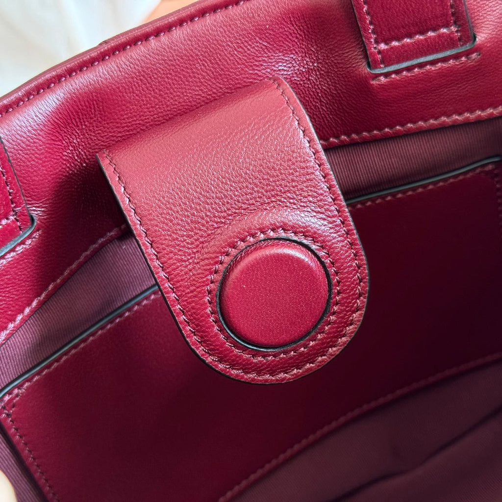 Gucci 25S Small Tote Bag 29 cm in Dark Red Calfskin with Gold Hardware