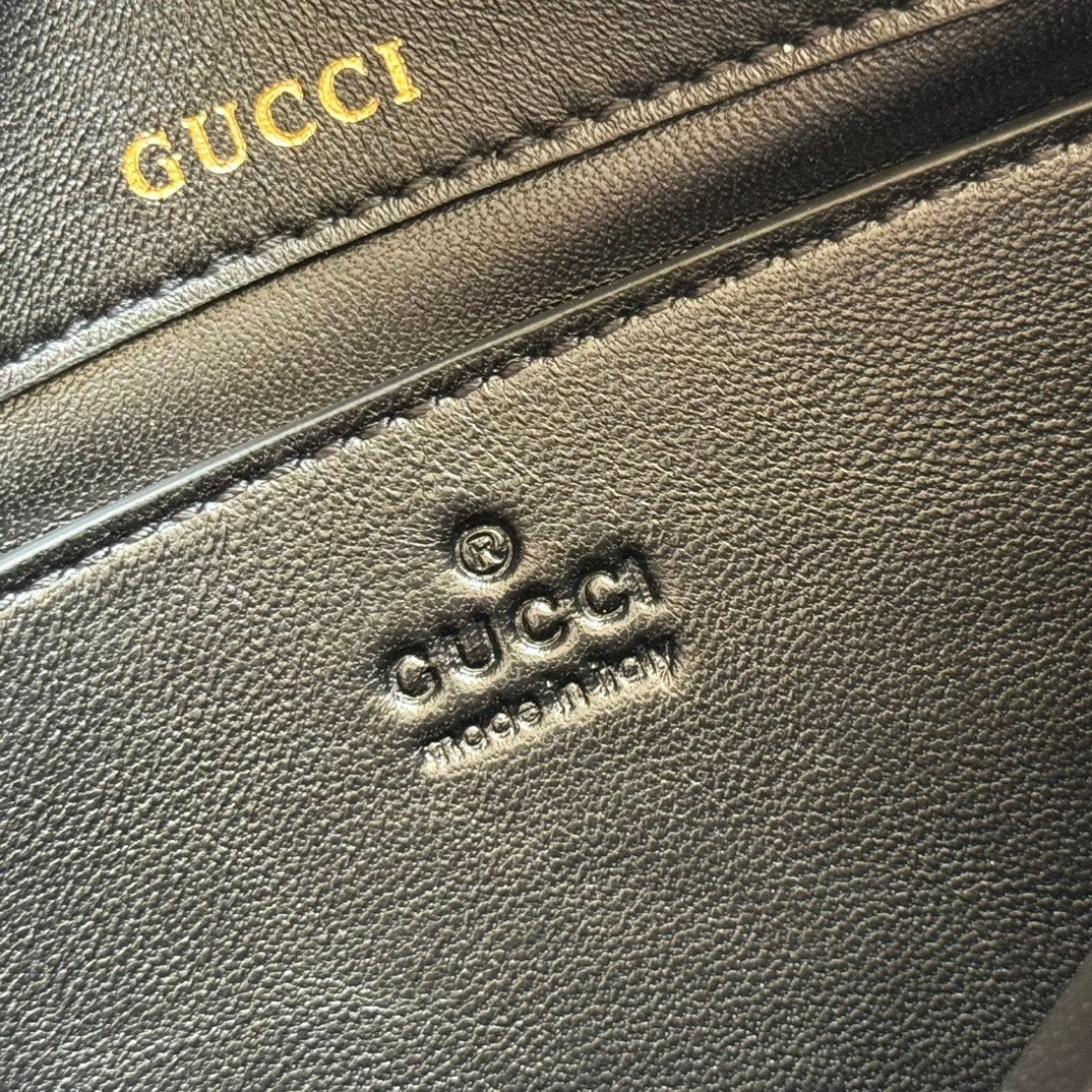 Gucci 25S Horsebit 1955 Mini Bag 26 cm in Black Calfskin with Gold Hardware