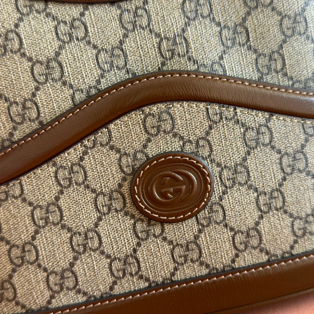Gucci 25S Shoulder Bag 25 cm in Beige Mix Brown Calfskin