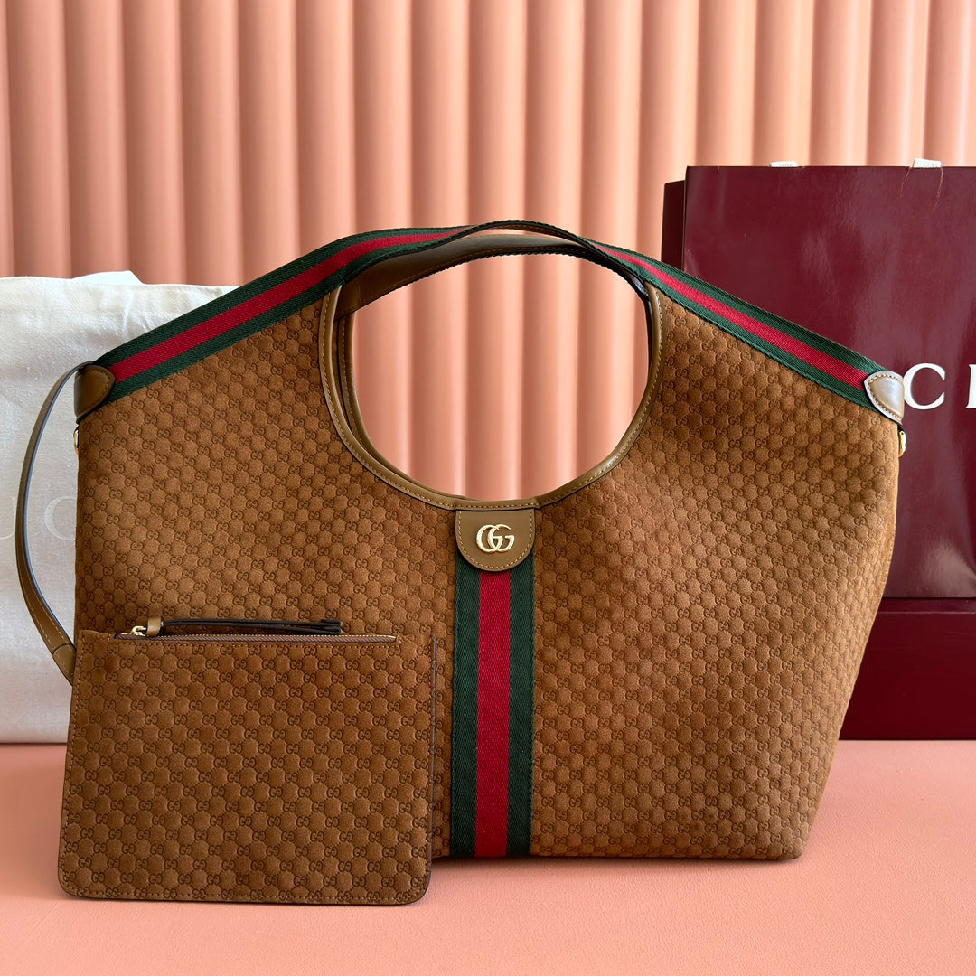 Gucci 25S Giglio Large Tote Bag 60 cm in Brown Canvas