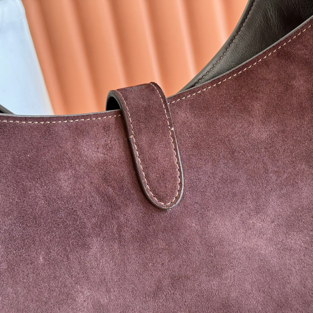 Gucci 25S Jackie Giorno 44 cm in Dark Chocolate Brown Suede Bag