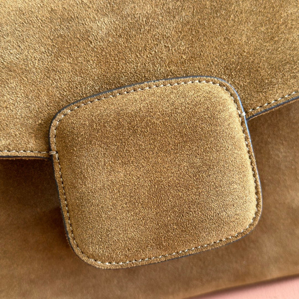 Gucci 25S Horsebit 1955 30 cm in Brown Suede with Gold Hardware Bag