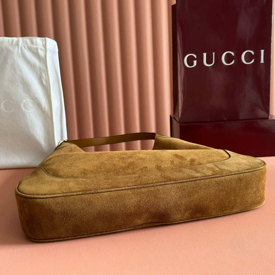 Gucci 25S Jackie Giorno 44 cm in Brown Suede Bag