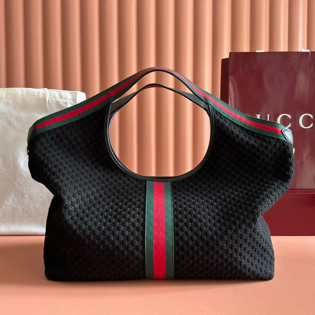 Gucci 25S Giglio Large Tote Bag 60 cm in Black Canvas