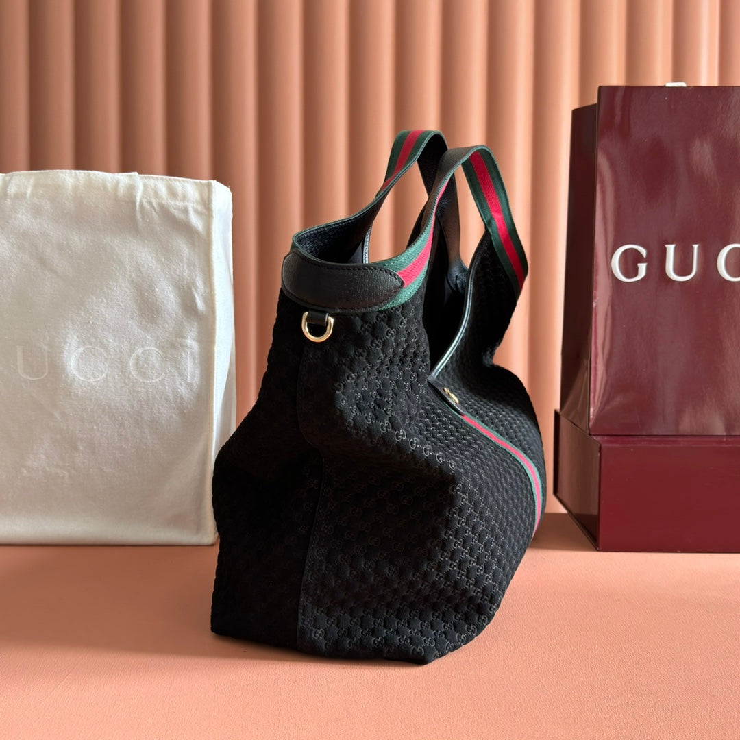 Gucci 25S Giglio Large Tote Bag 60 cm in Black Canvas