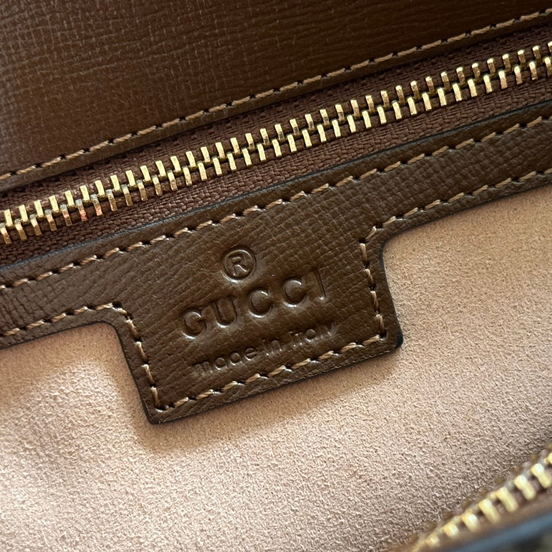 Gucci 25S Horsebit 1955 Medium Shoulder Bag 22 cm in Brown Calfskin with Gold Hardware