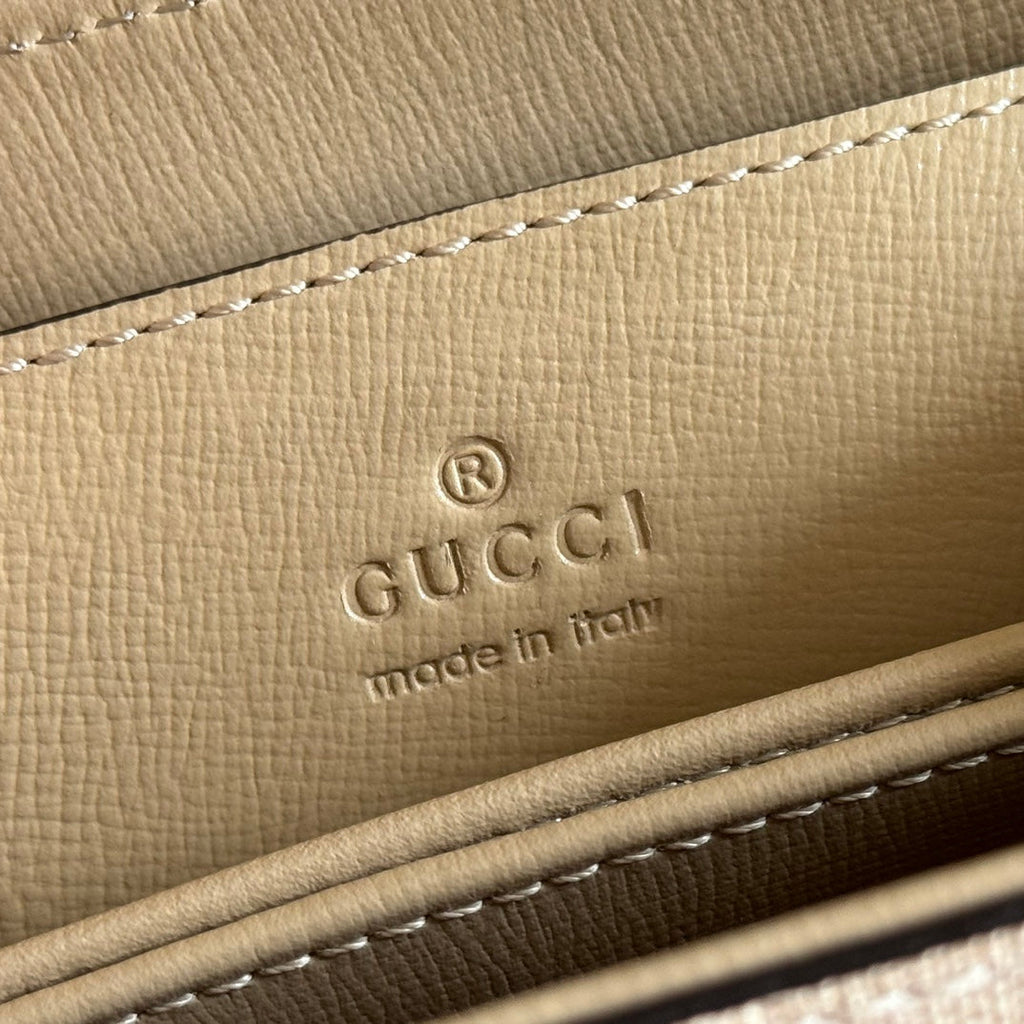 Gucci 25S Horsebit 1955 Medium Shoulder Bag 29 cm in Beige Monogram Calfskin with Gold Hardware