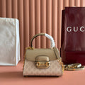 Gucci 25S Horsebit 1955 Medium Shoulder Bag 29 cm in Beige Monogram Calfskin with Gold Hardware