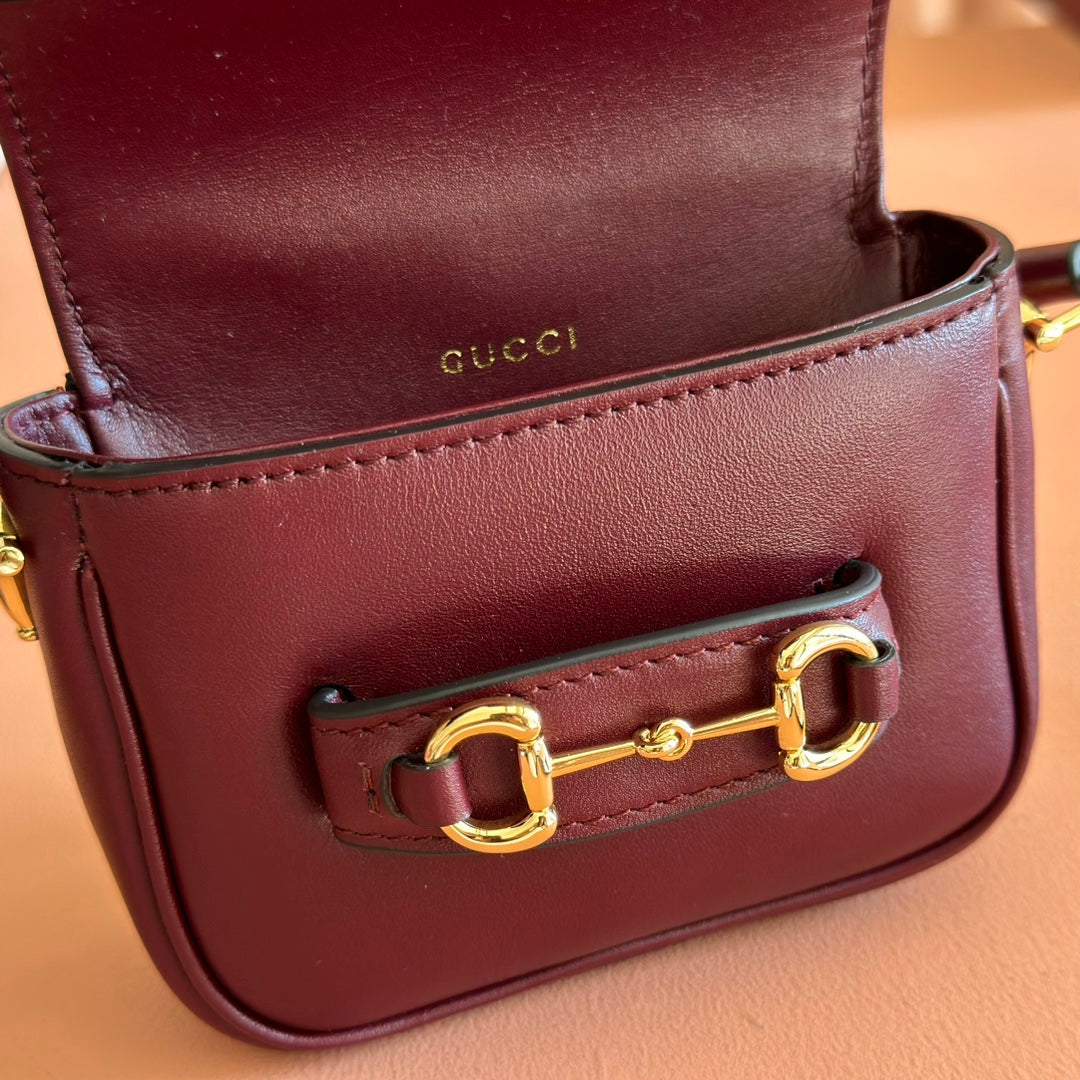 Gucci 26S Horsebit 1955 Bag 13 in Dark Red Calfskin