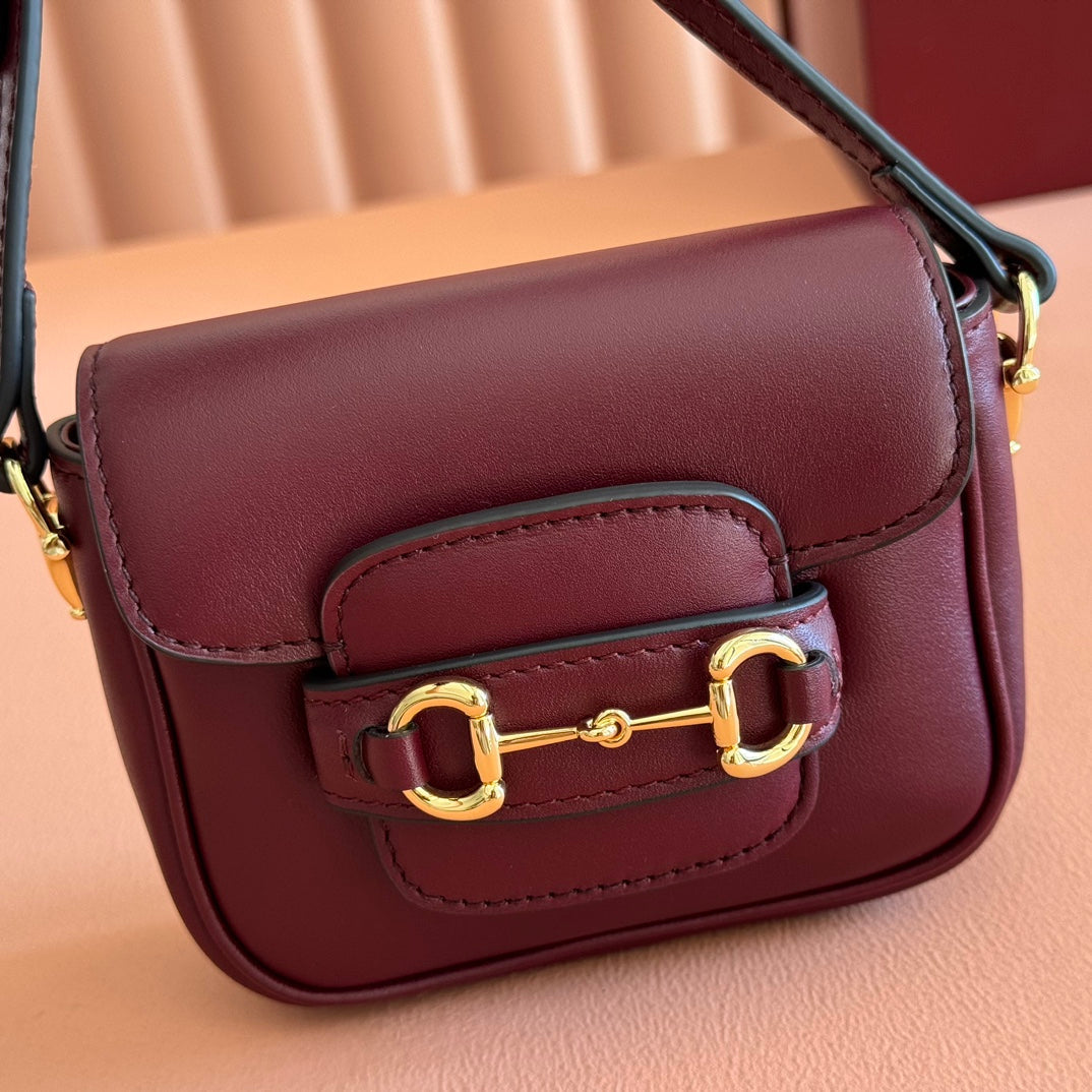 Gucci 26S Horsebit 1955 Bag 13 in Dark Red Calfskin