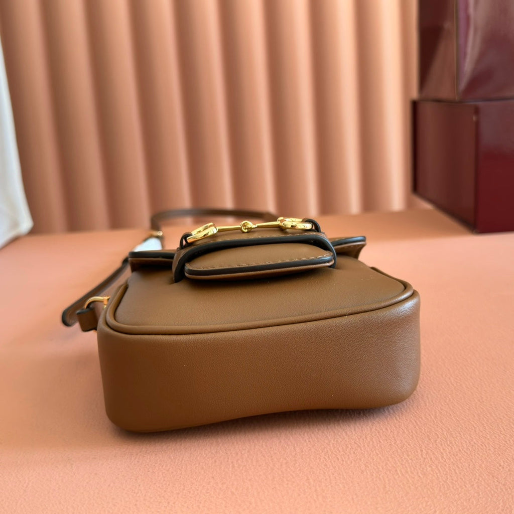 Gucci 26S Horsebit 1955 Bag 13 in Brown Calfskin