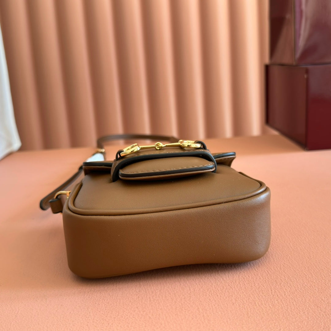 Gucci 26S Horsebit 1955 Bag 13 in Brown Calfskin
