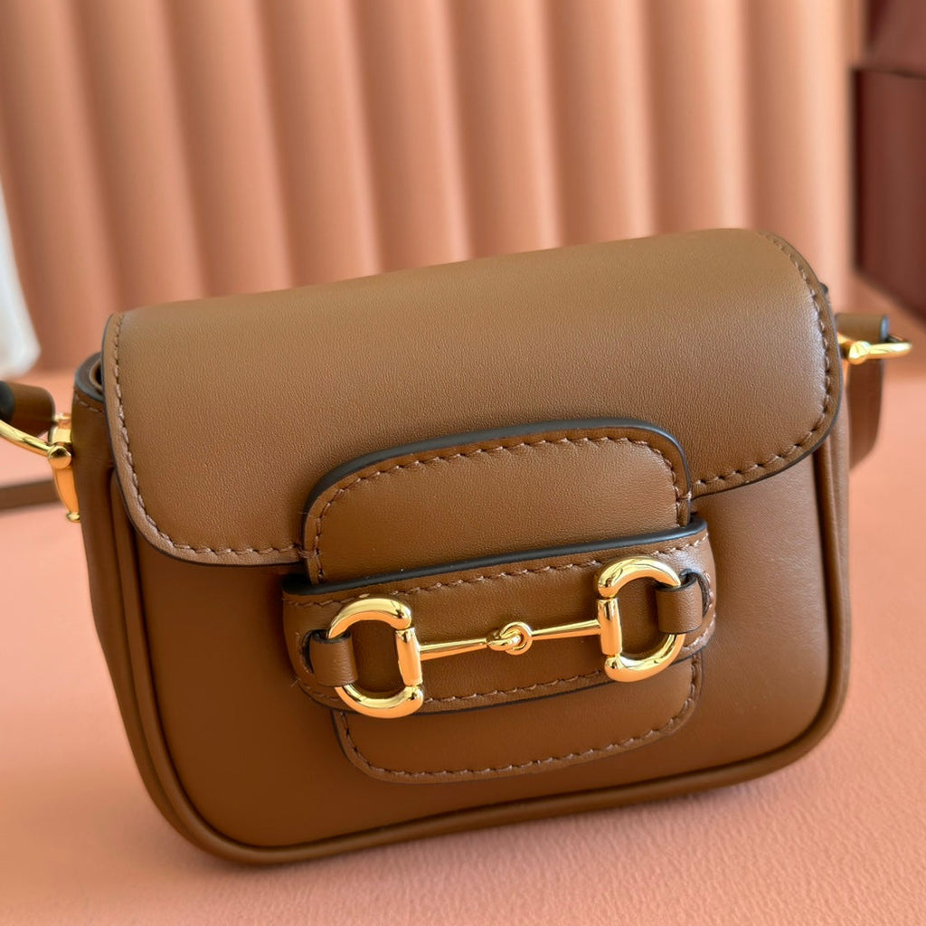 Gucci 26S Horsebit 1955 Bag 13 in Brown Calfskin