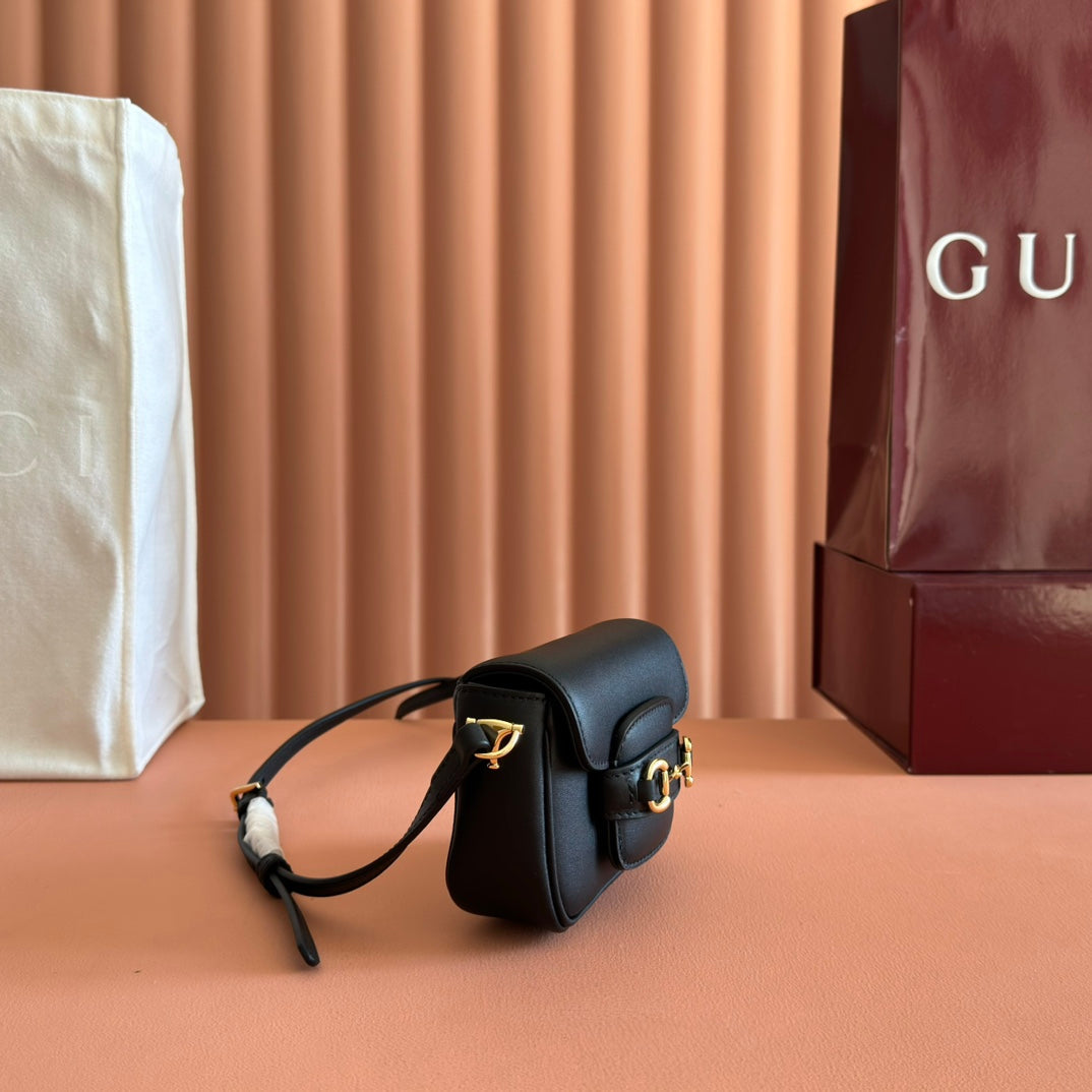 Gucci 26S Horsebit 1955 Bag 13 in Black Calfskin