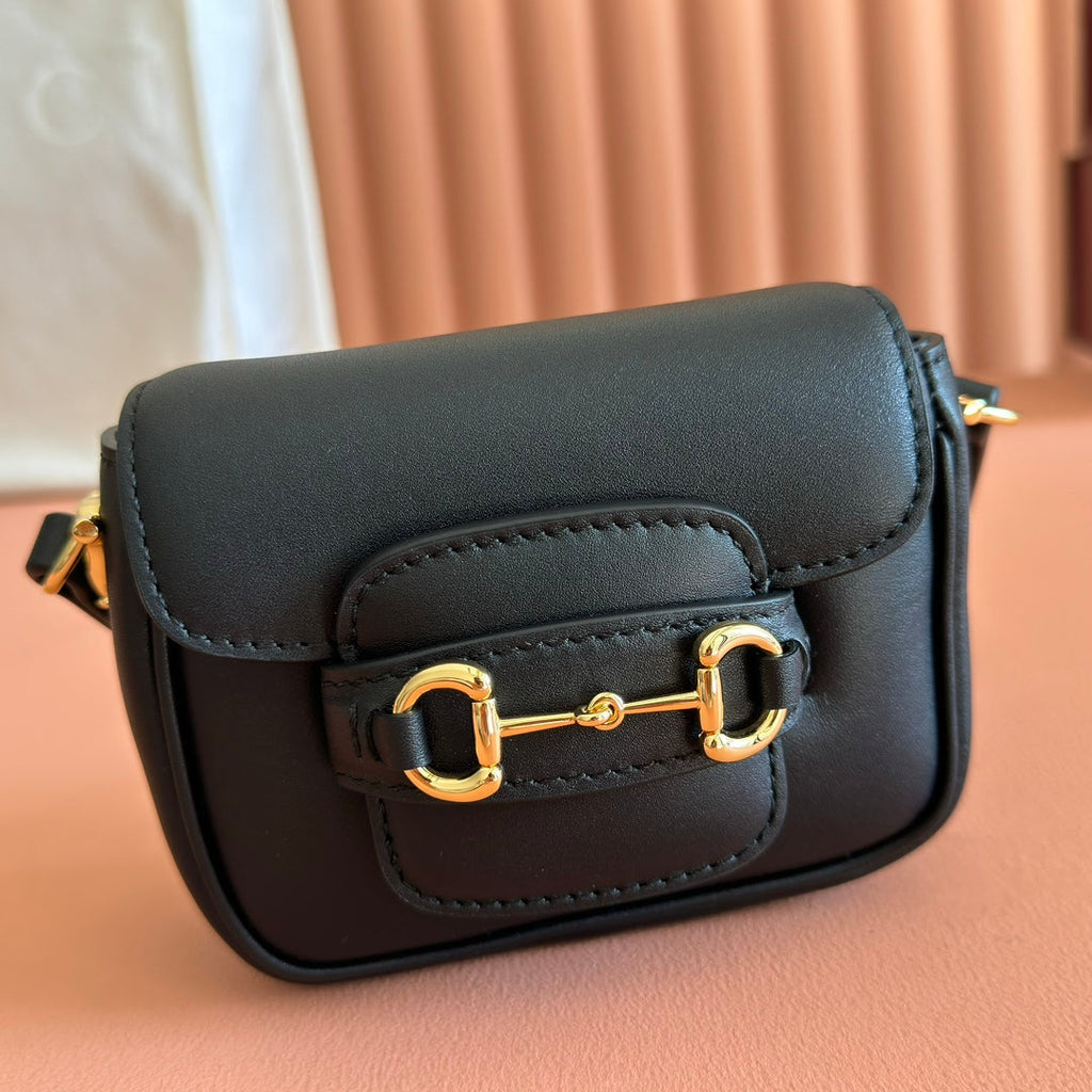 Gucci 26S Horsebit 1955 Bag 13 in Black Calfskin