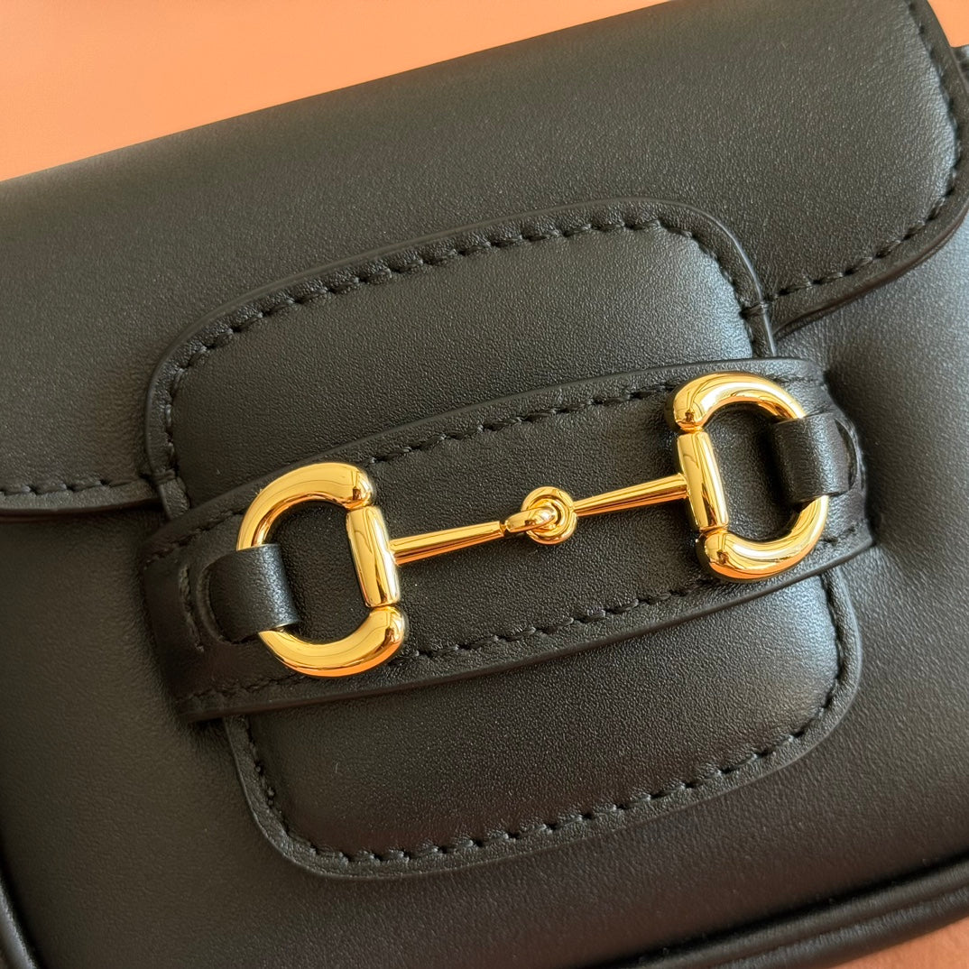 Gucci 26S Horsebit 1955 Bag 13 in Black Calfskin