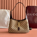 Gucci 25S Jackie Monogram 28 cm in Light Brown Canvas and Calfskin Bag