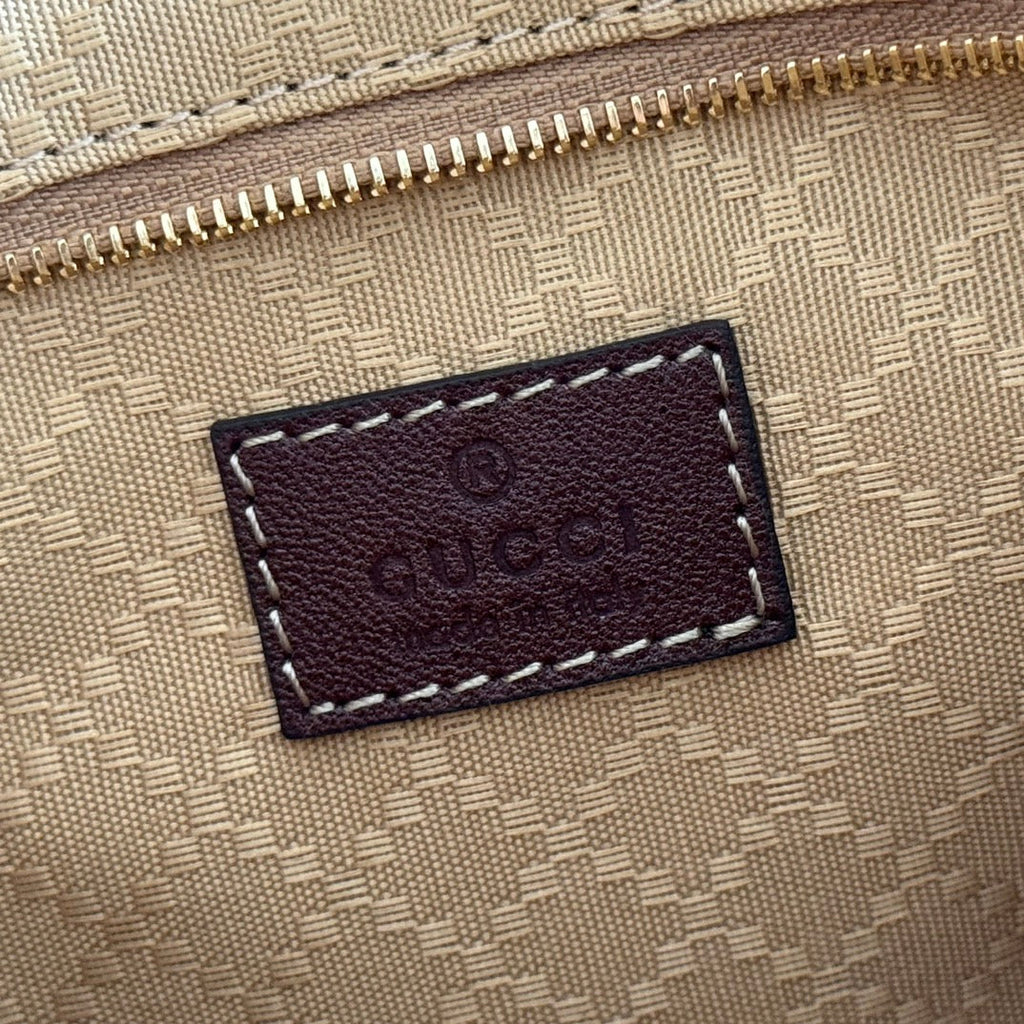 Gucci 25S Jackie Monogram 28 cm in Light Brown Canvas and Calfskin Bag