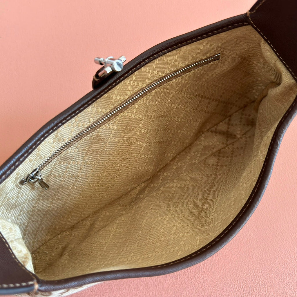 Gucci 25S Jackie Monogram 27 cm in Light Brown Canvas and Calfskin Bag