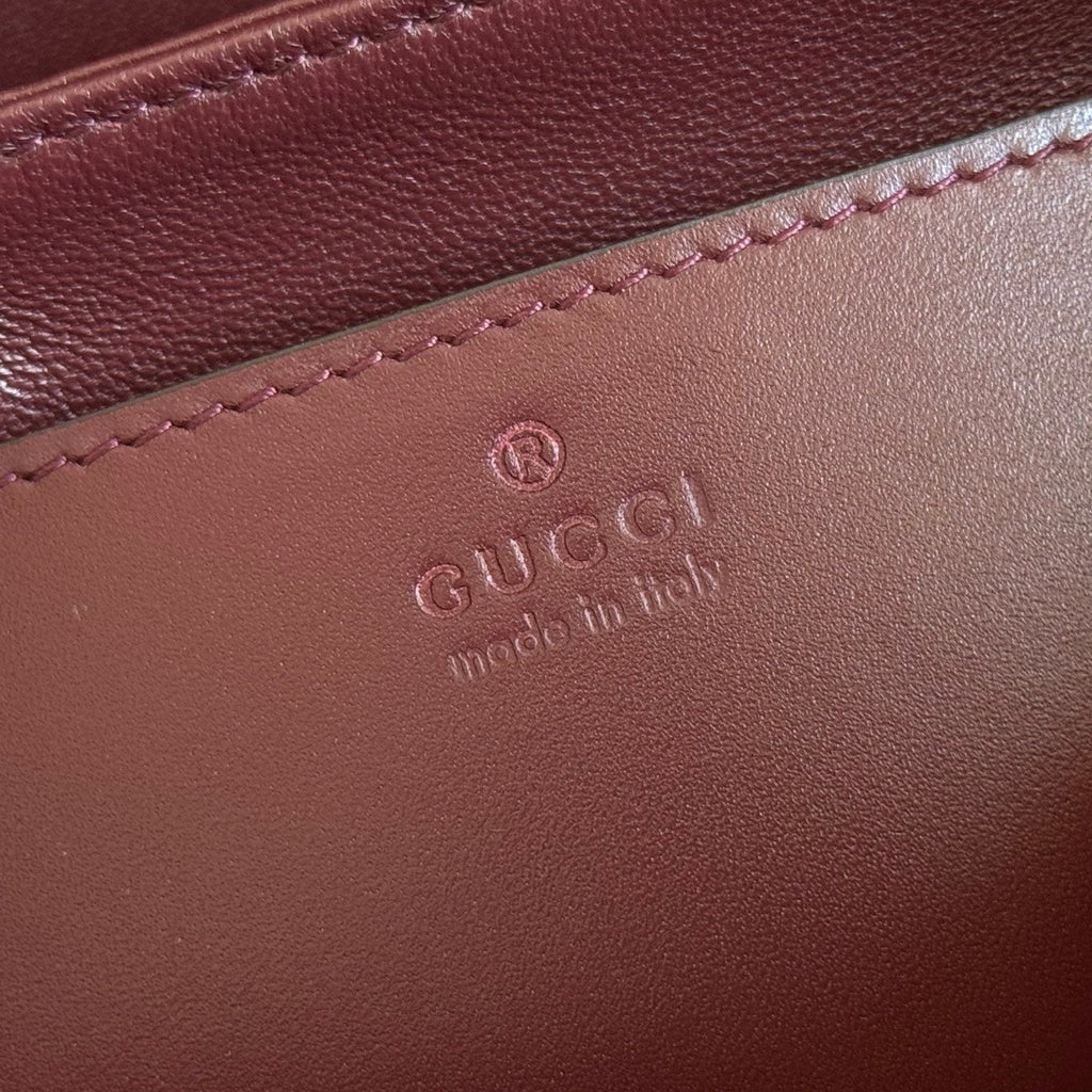 Gucci 26S Siena Top Handle Bag 19 in Dark Red Calfskin
