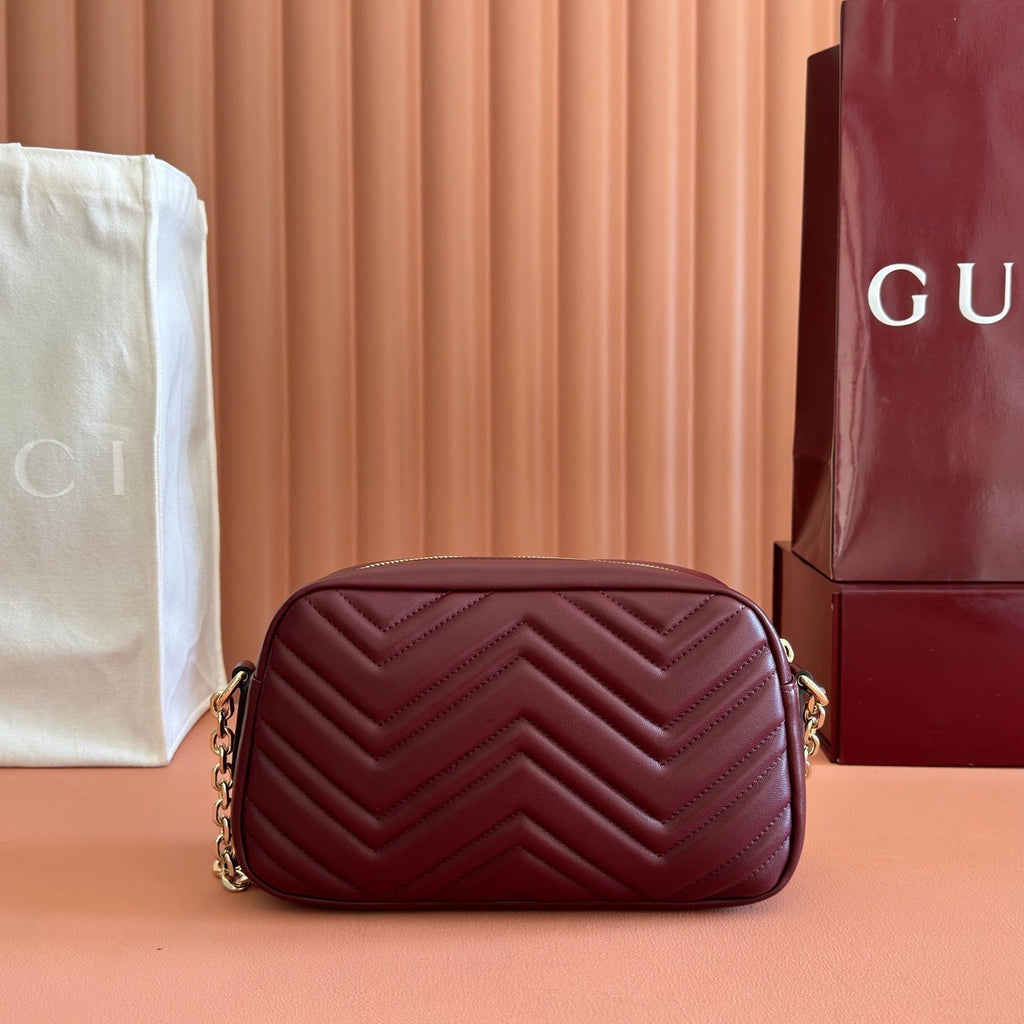 Gucci 26S Marmont Shoulder Bag 24 in Dark Red Calfskin