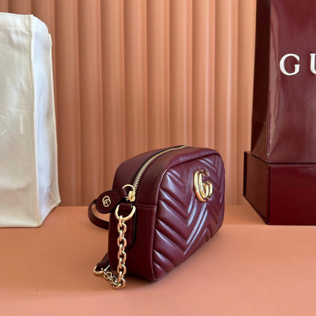 Gucci 26S Marmont Shoulder Bag 24 in Dark Red Calfskin