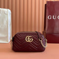 Gucci 26S Marmont Shoulder Bag 24 in Dark Red Calfskin