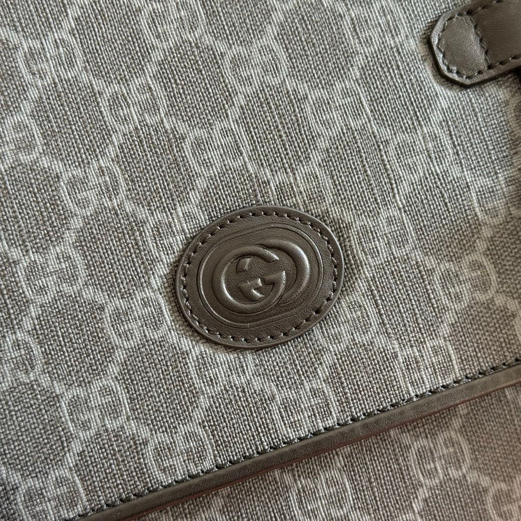 Gucci 26S Messenger Crossbody Bag 28 in Charcoal Gray Canvas