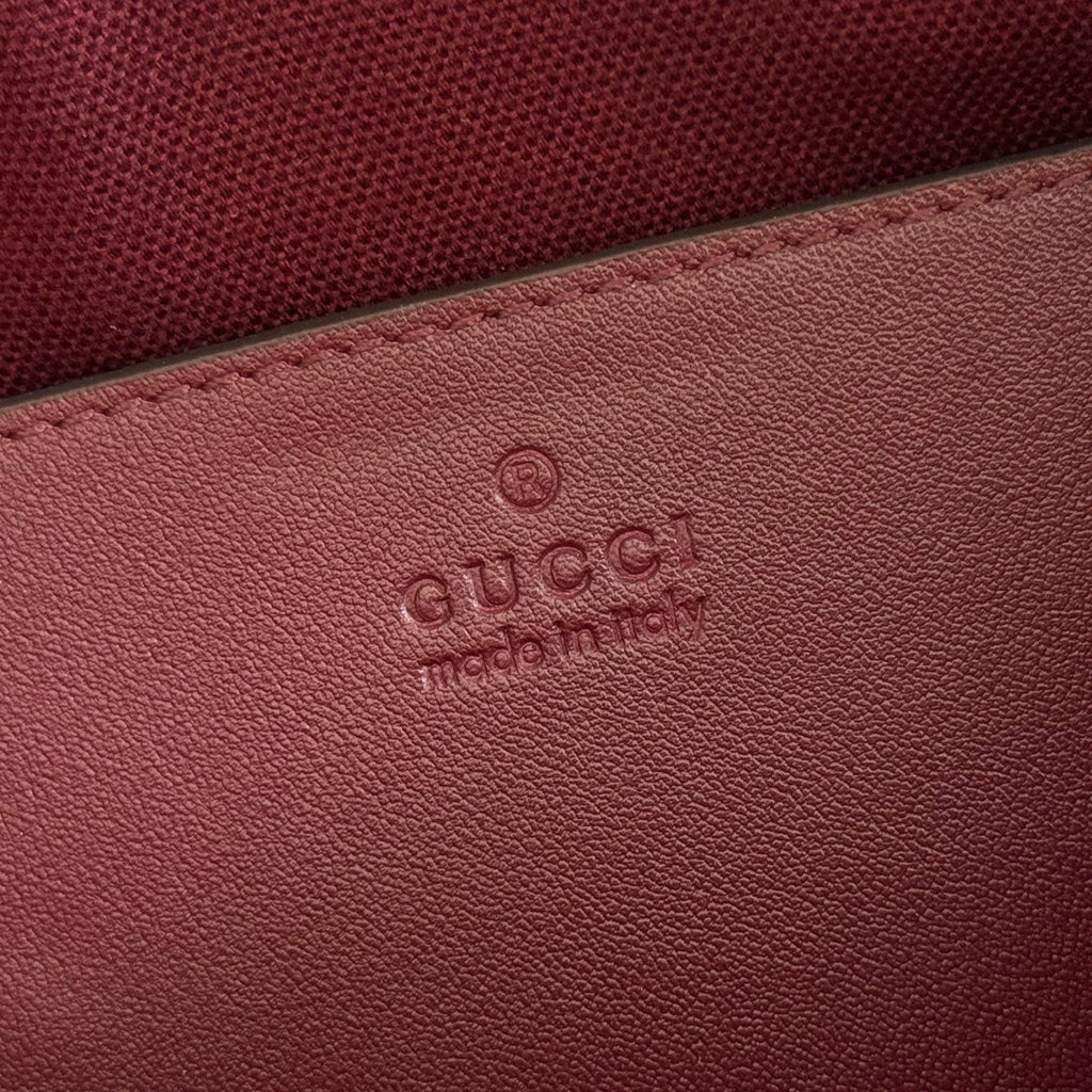 Gucci 26S Ophidia Boston Bag 21 in Dark Red Canvas Embellished with Rhinestones