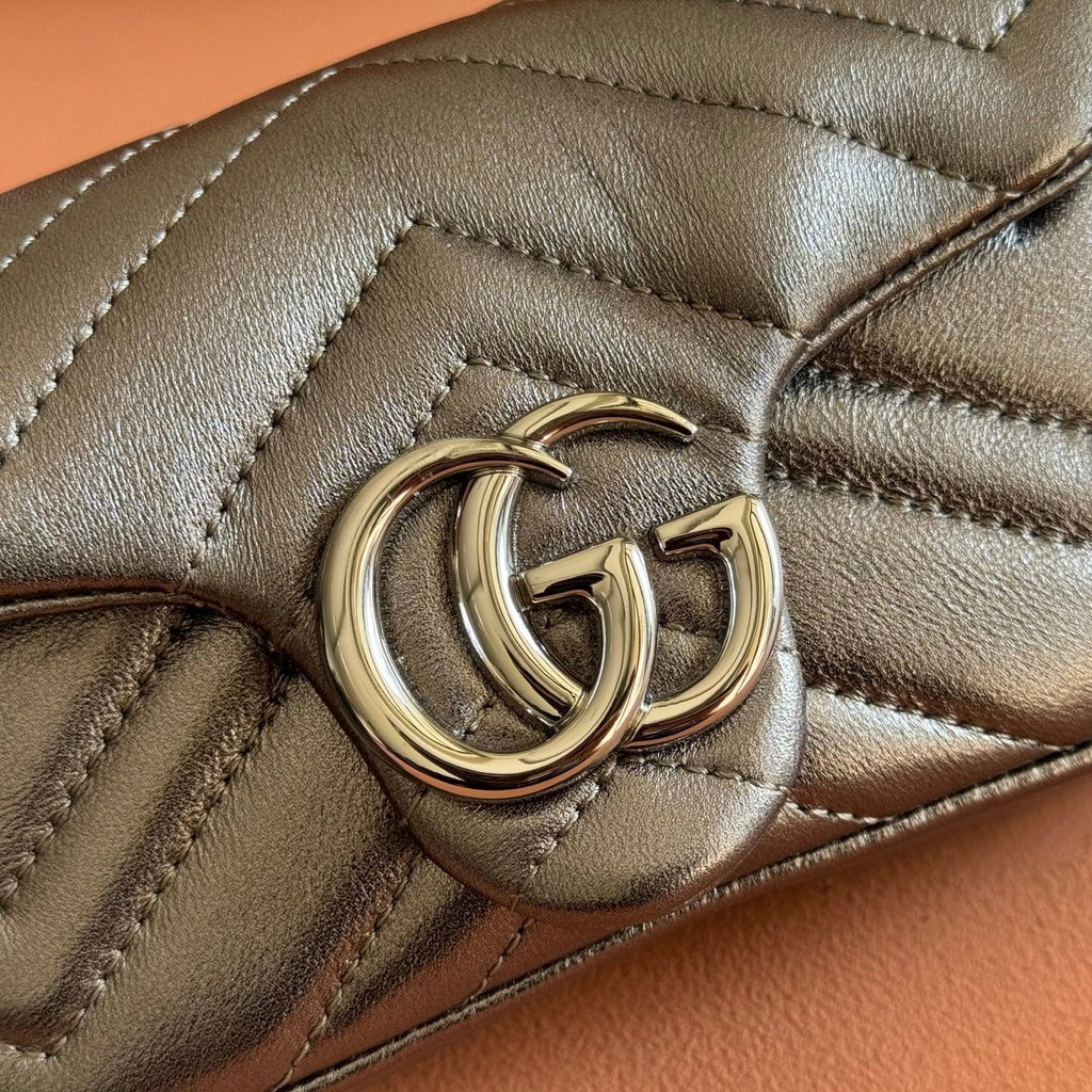 Gucci 26S Marmont Bag 16 in Warm Gray Brown Lambskin