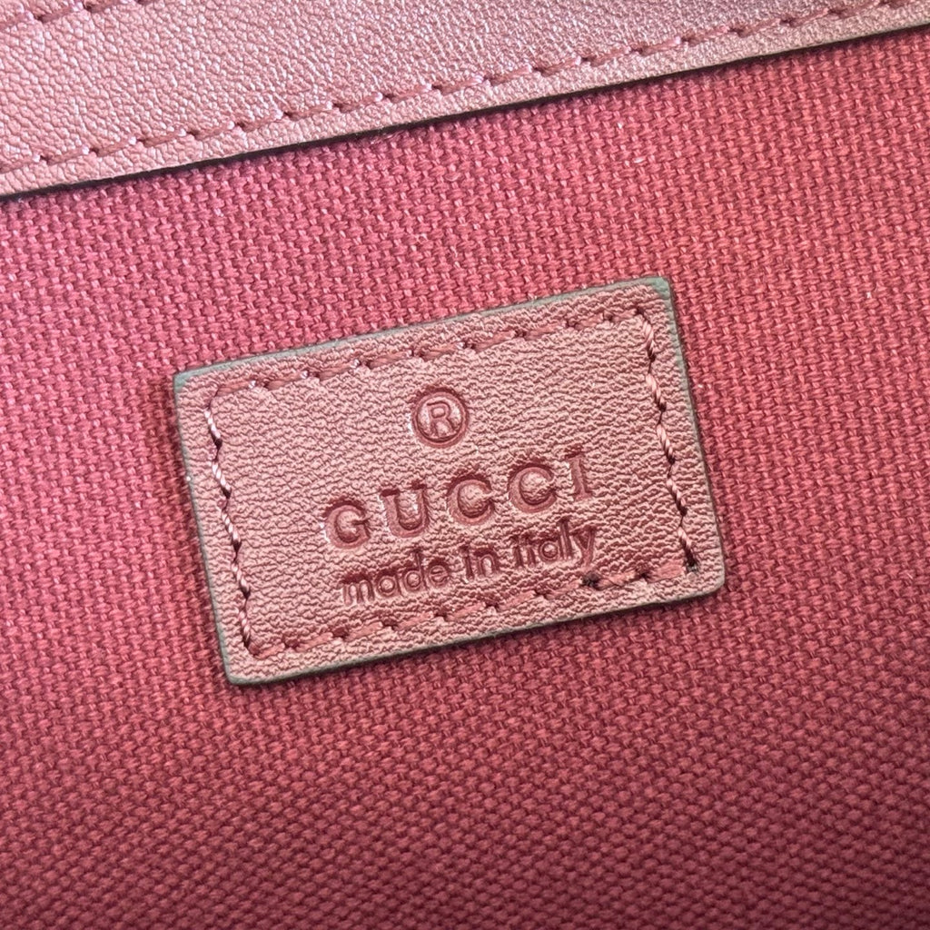 Gucci 26S Emblem Bucket Bag 25 in Dark Red Coated Fabric
