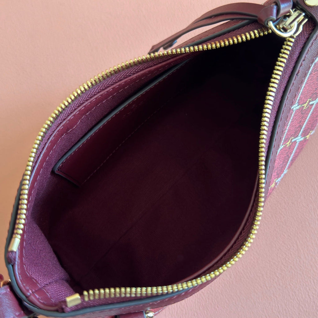 Gucci 26S Emblem Bucket Bag 22 in Dark Red Coated Fabric