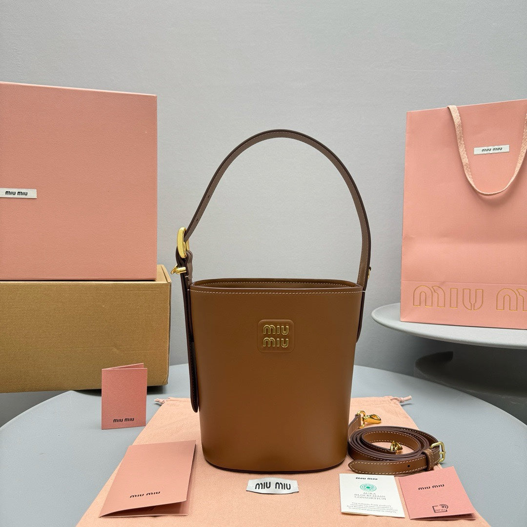 Bucket Bag 20 in Brown Calfskin