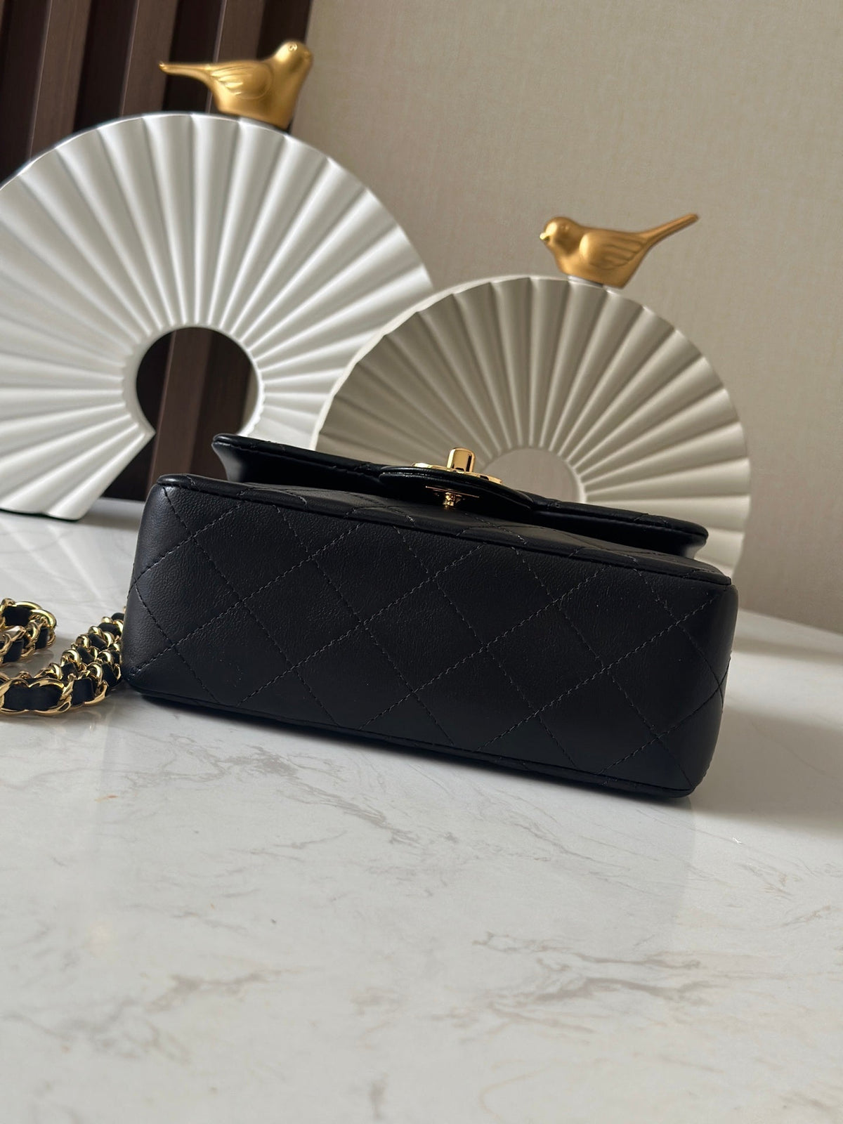 Chanel 25S Mini Flap Bag 18 in Black Lambskin with Gold Hardware