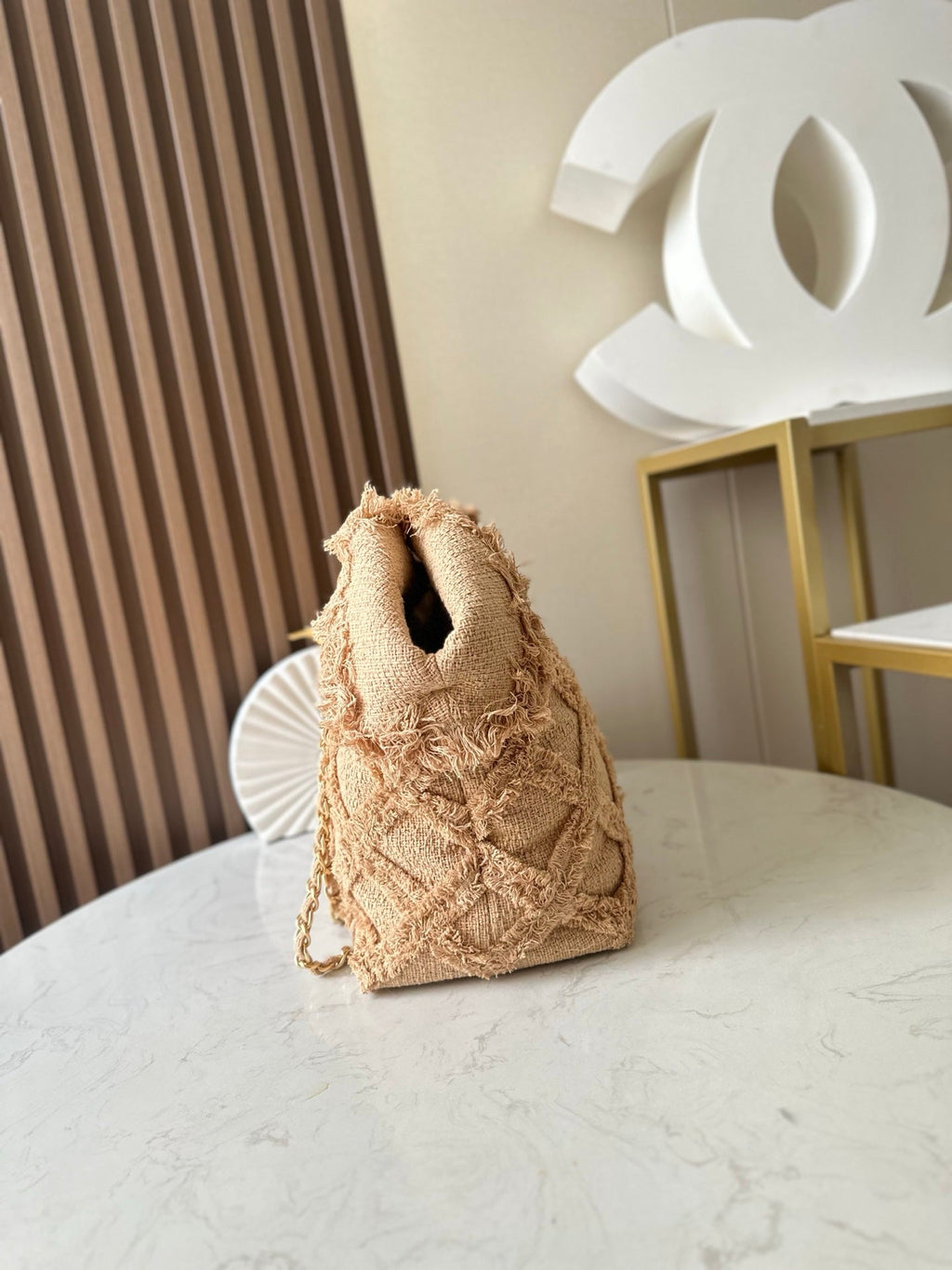 Chanel 25S Tote Bag 48 in Beige Fabric