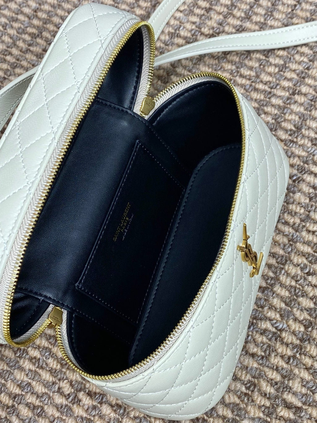 Saint Laurent Gaby Mini Vanity 18 in Ivory White Lambskin Gold Hardware Bag