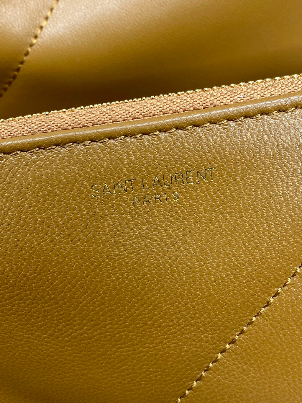 Saint Laurent Drawstring Chain Strap Shoulder Bag 39 in Tortilla Brown Quilted Calfskin