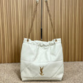 Saint Laurent Drawstring Chain Strap Shoulder Bag 39 in White Quilted Calfskin