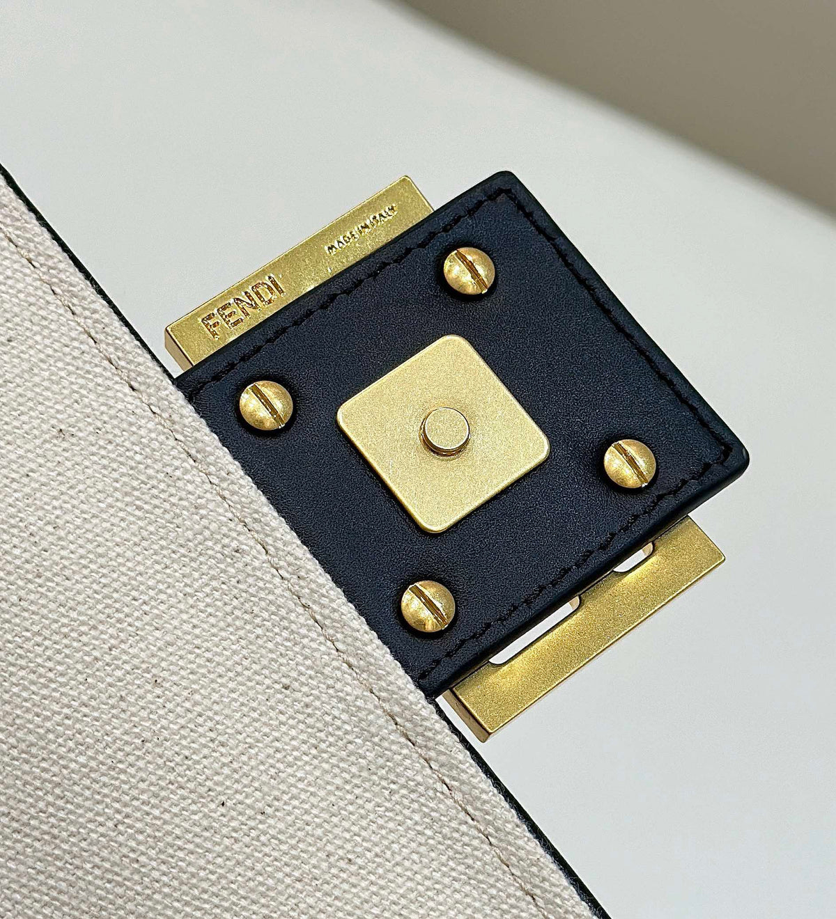Baguette Canvas 27 Bag with Multicolour Embroidery Gold Hardware