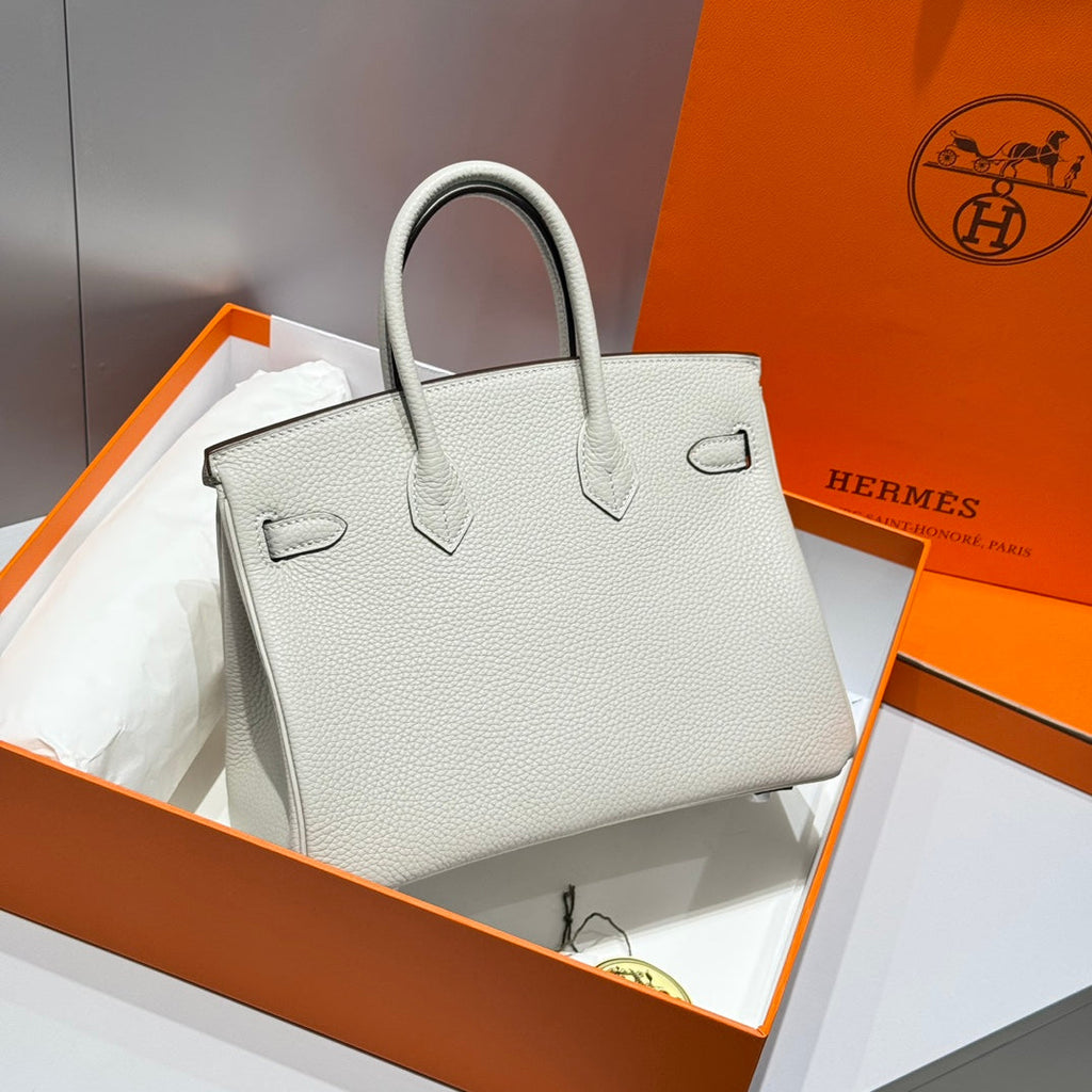 Hermes Birkin 25cm in Cream Togo Leather Silver Hardware Bag