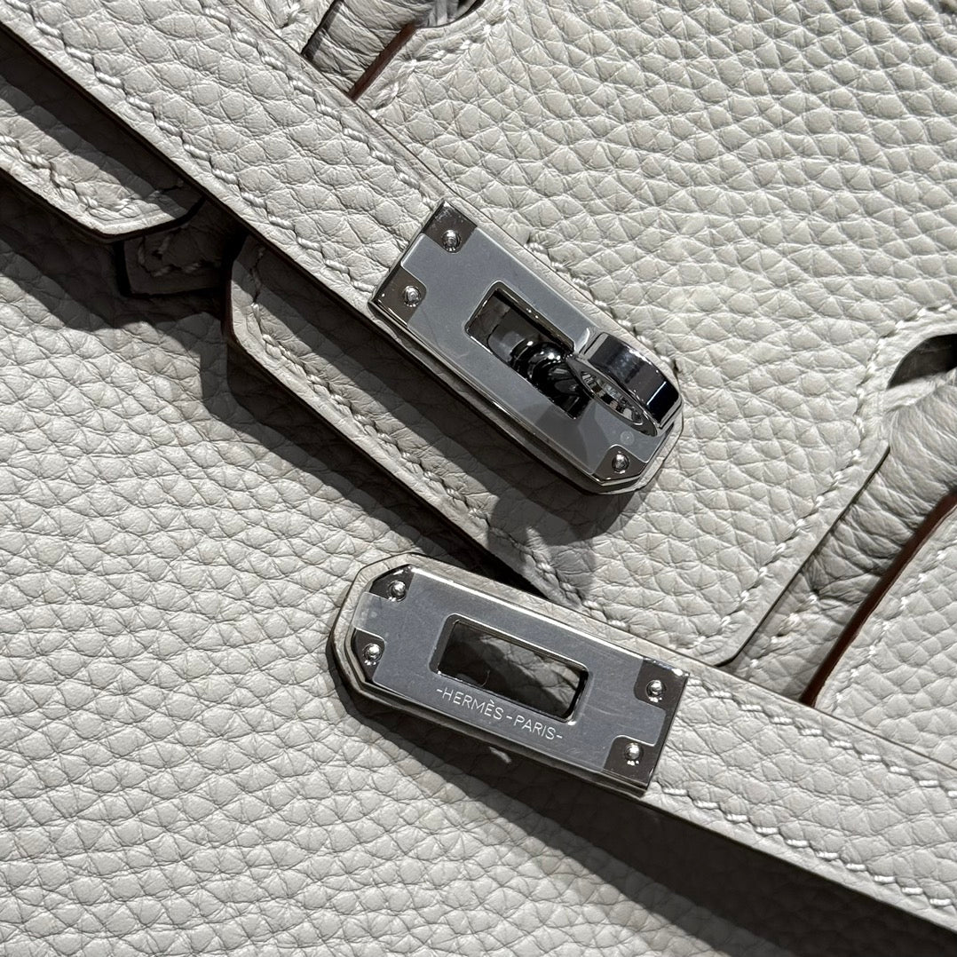 Hermes Birkin 25cm in Cream Togo Leather Silver Hardware Bag