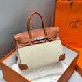 Hermes Birkin 30cm in Veau Barenia Swift Calfskin Ercu Toile Canvas Bag