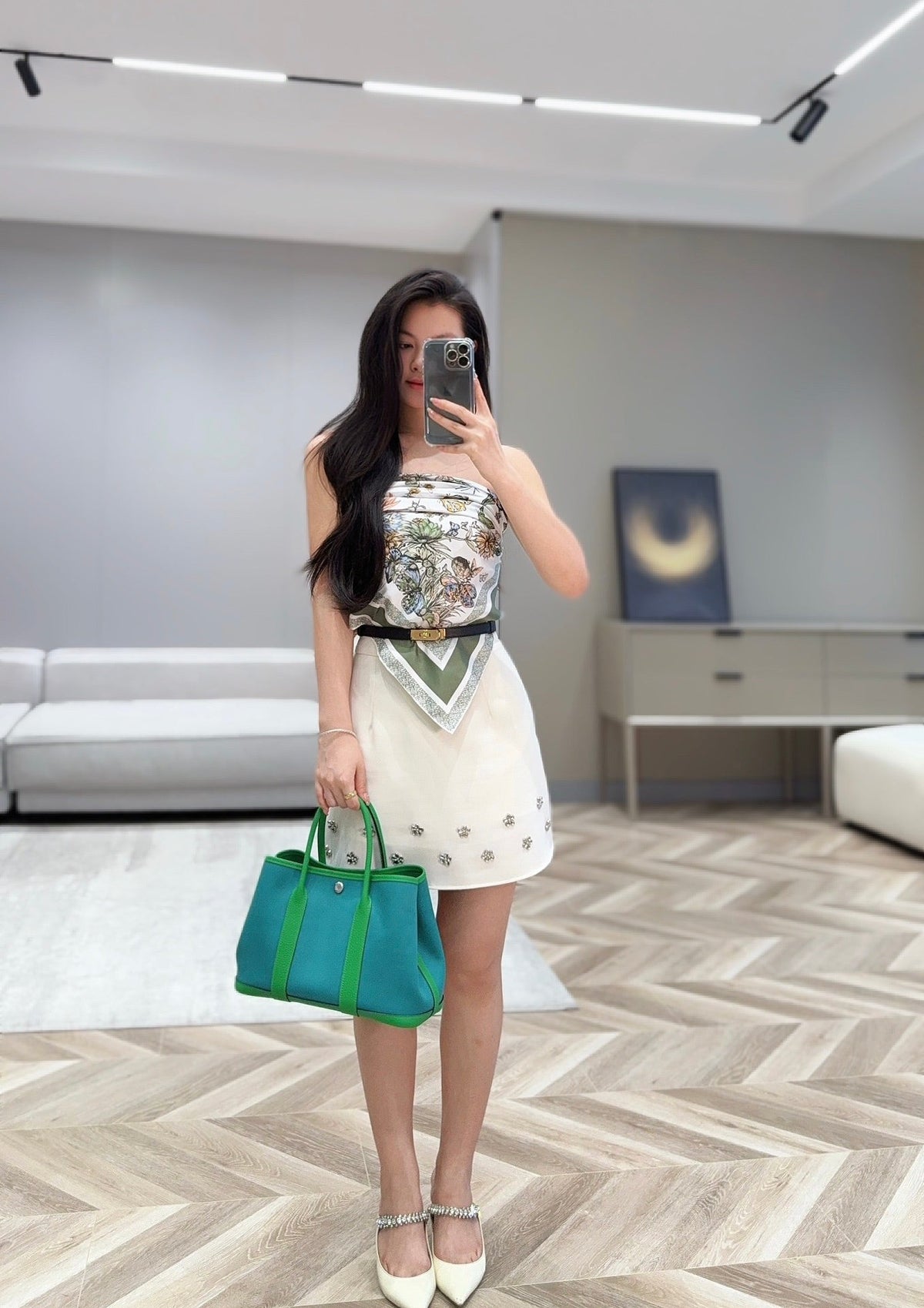 Hermes Garden Party 30cm in Cadmium Green Toilets Cotton Canvas and Green Calfskin Bag