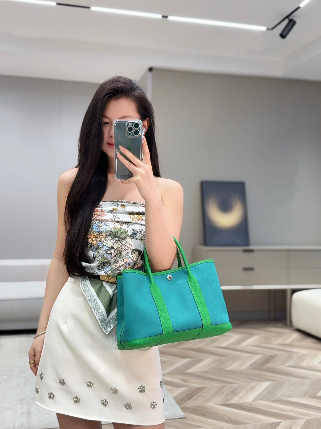 Hermes Garden Party 30cm in Cadmium Green Toilets Cotton Canvas and Green Calfskin Bag