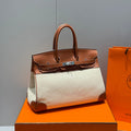 Hermes Birkin 35cm in Veau Barenia Swift Calfskin Ercu Toile Canvas Bag